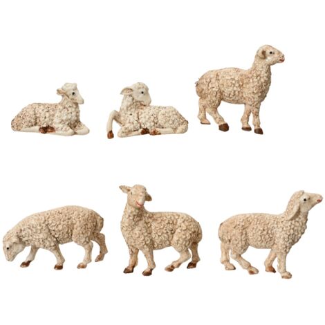Pecorelle in resina statuine per presepe in resina h 12 cm 6 pezzi