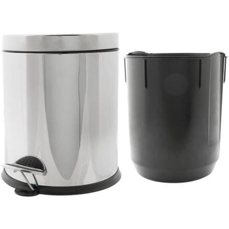 Cosy&trendy - Pedal Bin with Lid Wasty 5 l Round Silver