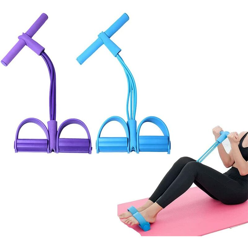 

Pedal de cinturón de resistencia de cuerda de tracción multifuncional de 2 piezas Cuerda de tracción elástica de 4 tubos con pedal adecuado para