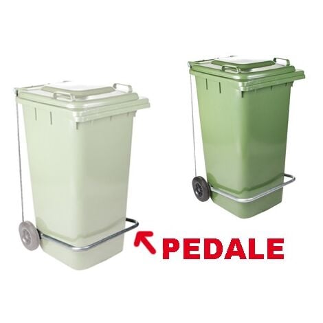 ICS PEDALE PER BIDONI QUADRI CON RUOTE PER RIFIUTI RACCOLTA DIFFERENZIATA DA 120LT