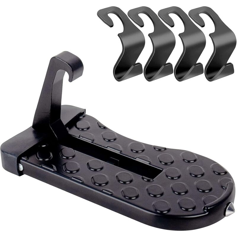 Csparkv - Pédale Porte Voiture Pliable, Pédale Crochet Porte, Alliage D'aluminium Marchepied Porte Toit Pliable, avec Marteau Sécurité, pour Voiture