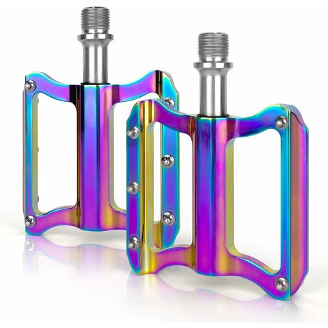 Pédale Vélo, Pédales VTT Vélo 9/16 Pouces, Roulements en Alliage d'aluminium Scellés, avec Antidérapant Clou Pédales de vélo de Couleur, pour BMX VTT Route Vélo