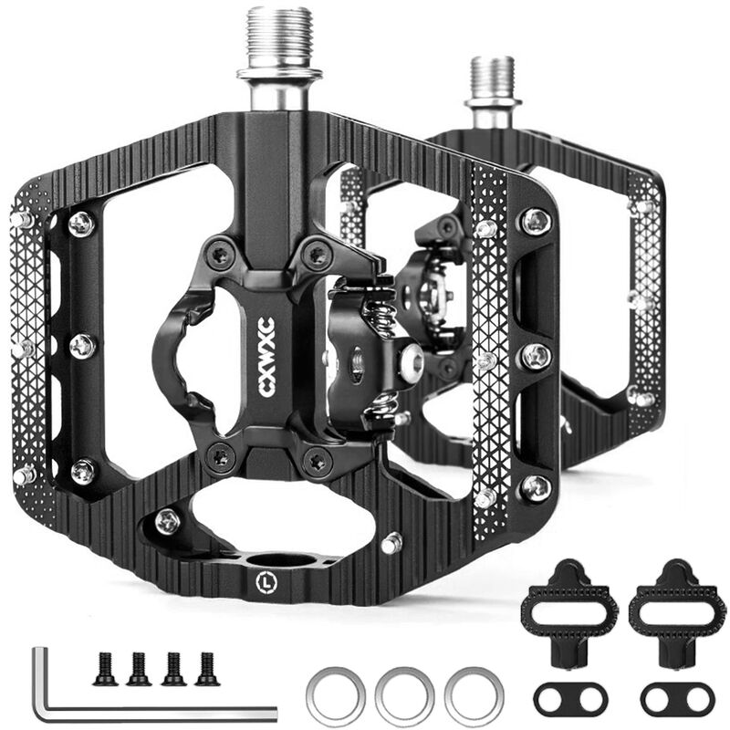 Pedale vtt avec pedales de cyclisme multi-usages a double plate-forme remplacement crampons pour <strong>systeme</strong> velo montagne spd,