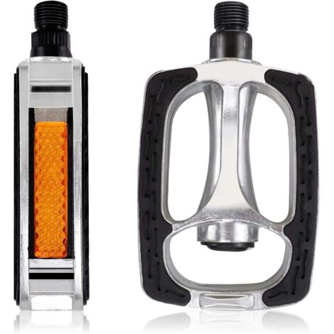 Pedales de bicicleta, 1 par, antideslizantes con goma y reflectores, pedales para bicicleta de montaña, pedales de aluminio para bicicletas de montaña, bicicletas plegables, bicicletas de carretera y 