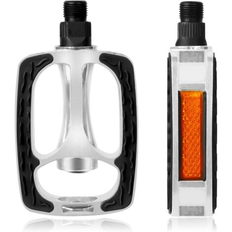 Pedales de bicicleta, pedales para bicicletas de turismo con reflectores, juego de pedales de bicicleta de aleación de aluminio con rodamientos de bolas industriales, pedales antideslizantes para bici