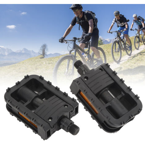 Pédales de Vélo Vintage Rétro Mountain Bike, Platines Antidérapantes en Nylon Noir pour Cyclisme
