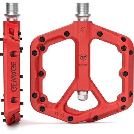 Pédales de VTT GEWAGE, en fibre de nylon, antidérapantes, pour vélo de montagne, 9/16 pouces, légères, larges et plates, rouges (1 paire)