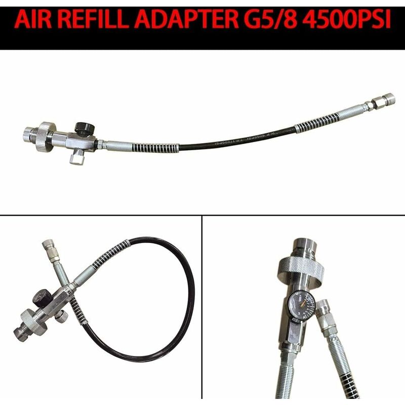 Senderpick - Paintball Station de remplissage 300 bar / 4500 psi pcp Adaptateur de remplissage avec tuyau pour station de charge Paintball G5/8'