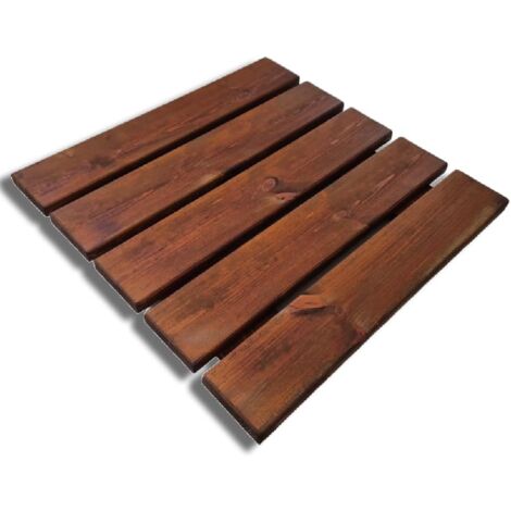 Pedana Doccia Antiscivolo 50x50 cm in Legno di Pino, Marrone Teak