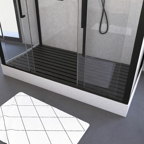 Pedana in legno composito grigio per cabina rettangolare - Dimensioni 153.5 x 70 x 3.2 cm