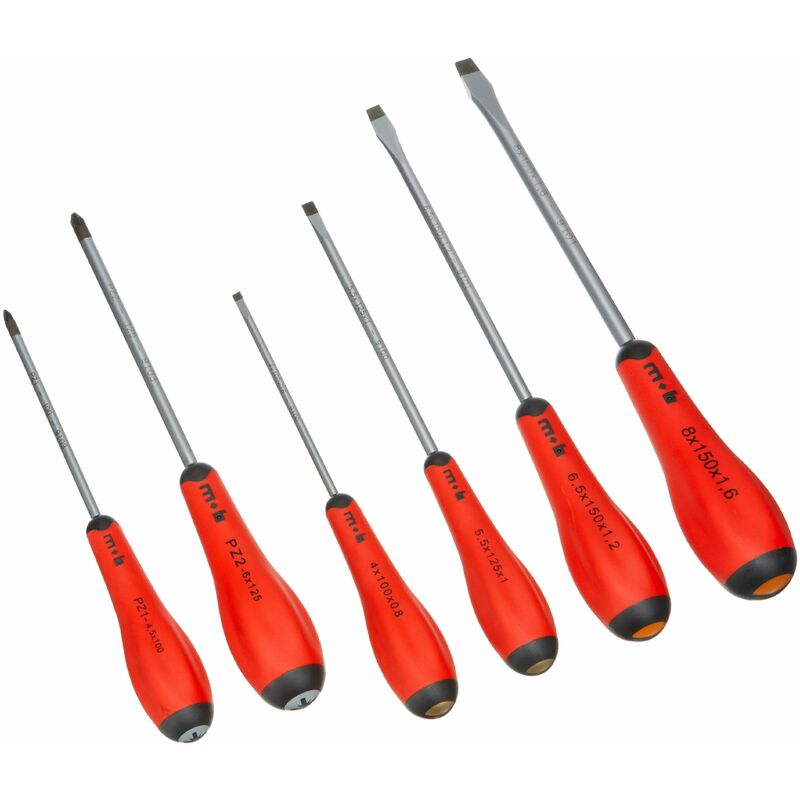 Image of Peddinghaus 9129001201 - Cacciaviti assortiti, confezione da 4 cacciaviti a taglio e 2 cacciaviti Pozi, colore impugnatura: Rosso