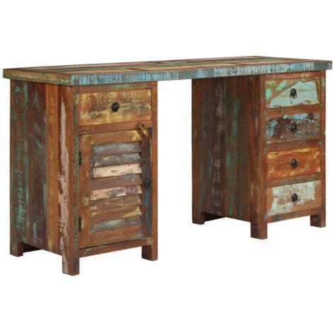 Pedestal Desk Solid Reclaimed Wood 140x50x77 cm vidaXL