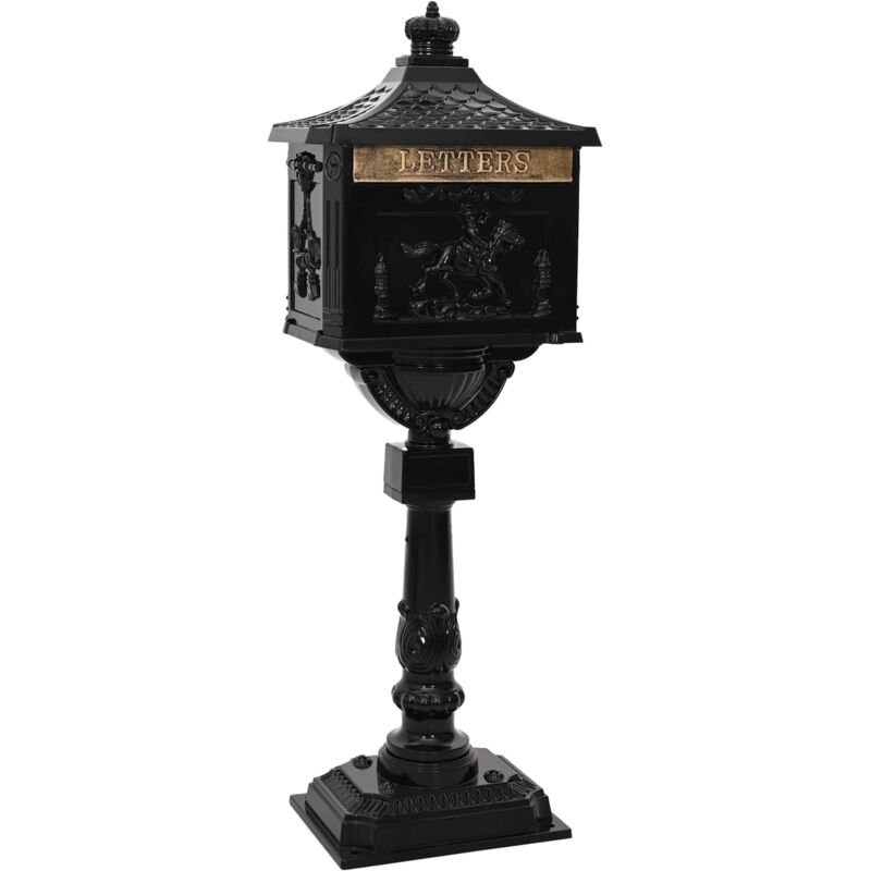 Standing Mailbox Black 42.5 X 29.5 X 117 Cm Cast Aluminum Vidaxl