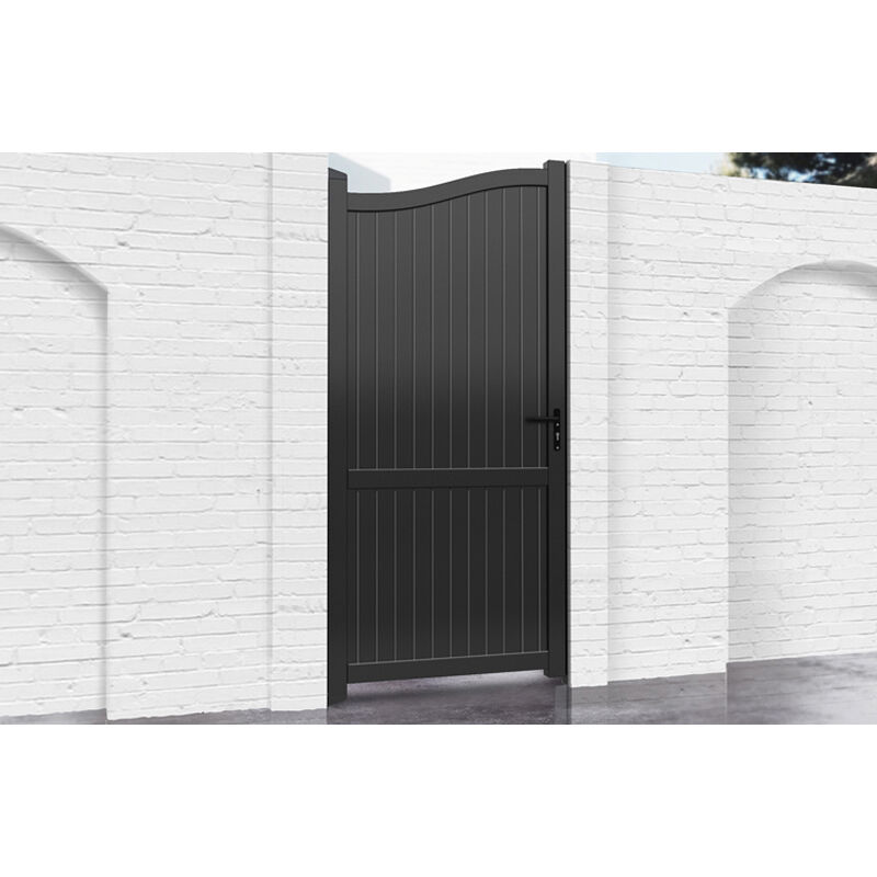 Ready Made Gates - Pedestrian Gate 1000x2000mm Black - Vertical Solid Infill and Bell-Curved Top