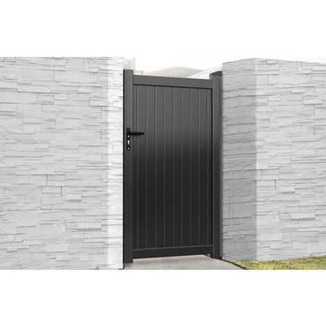Pedestrian Gate 1000x2000mm Black - Vertical Solid Infill and Flat Top