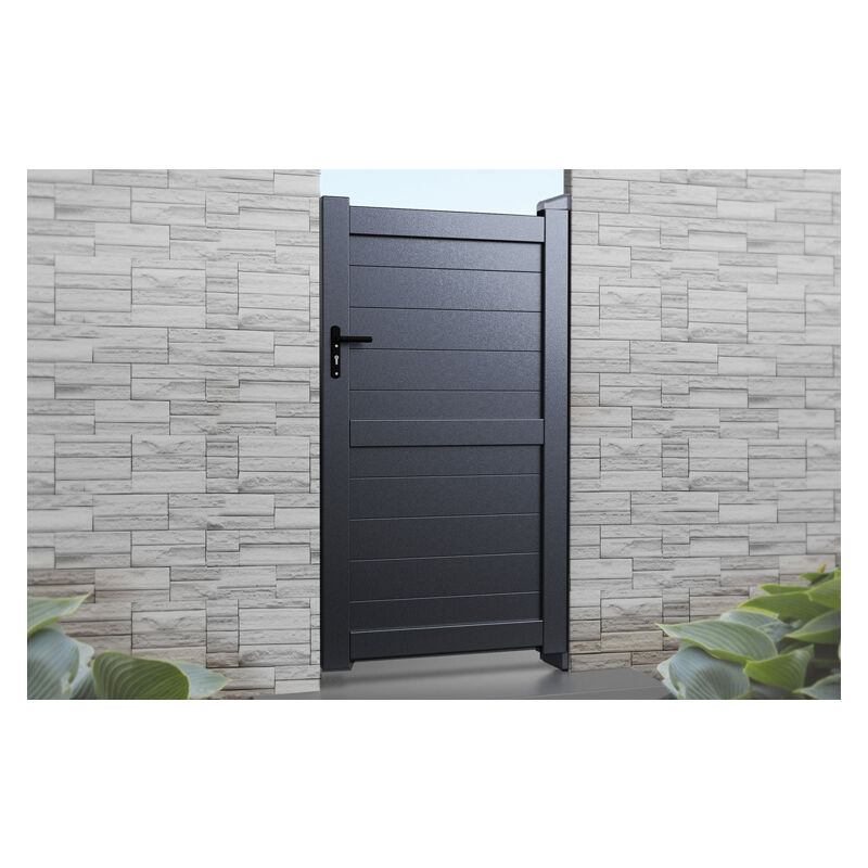 Pedestrian Gate 1200x1600mm Grey - Horizontal Solid Infill and Flat Top