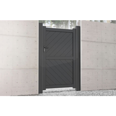 Pedestrian Gate 1200x2000mm Grey - Diagonal Solid Infill and Flat Top