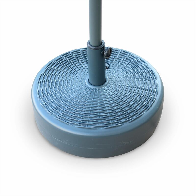 Plastic parasol base - Pedibus grey - Fillable base for parasol with central mast, woven resin look