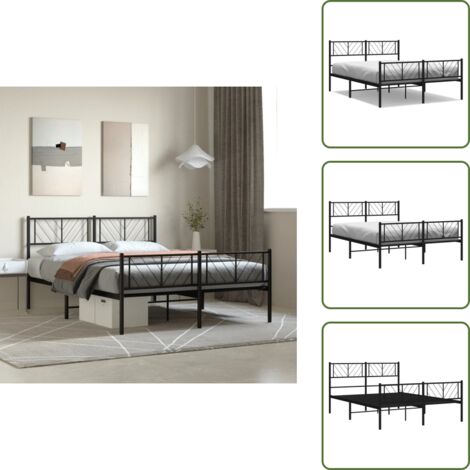 Pediera in metallo - vidaXL Giroletto con Testiera e Pediera Metallo Nero 120x200 cm - Letto con testiera