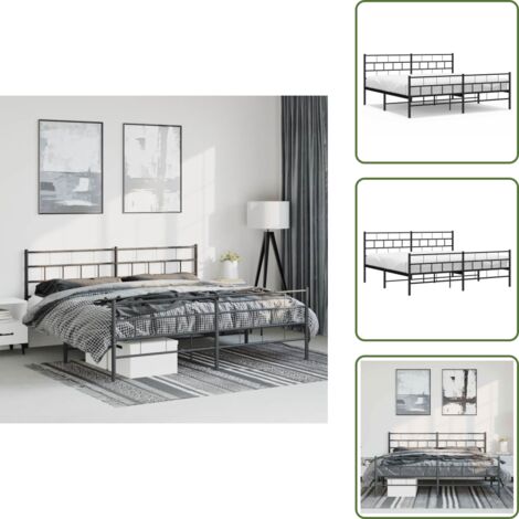 Pediera in metallo - vidaXL Giroletto con Testiera e Pediera Metallo Nero 183x213 cm - Letto con testiera