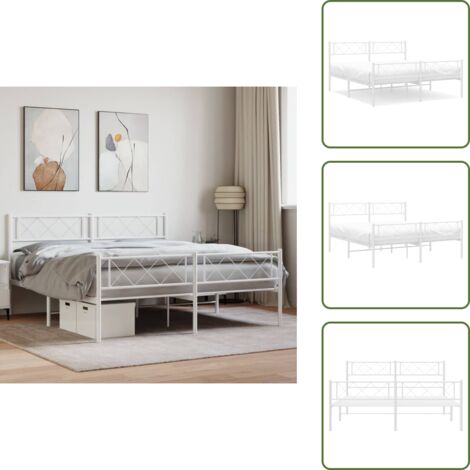 Pediera letto - vidaXL Giroletto con Testiera e Pediera Metallo Bianco 140x190 cm - Letto con testiera