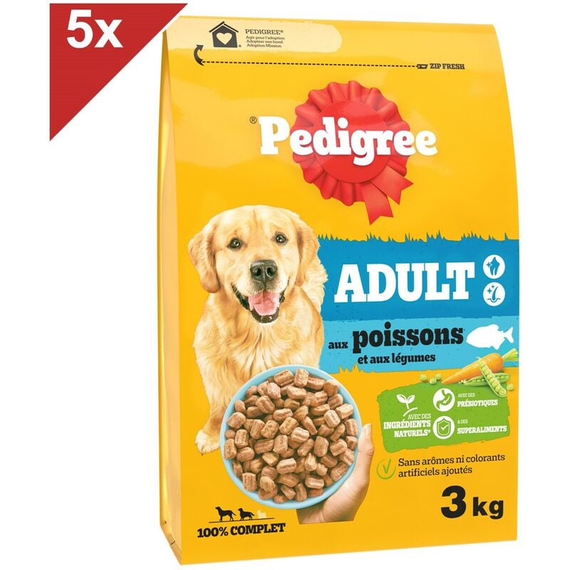 Pedigree - Croquettes aux Poissons et aux Legumes pour chien adulte 10kg 5x3kg