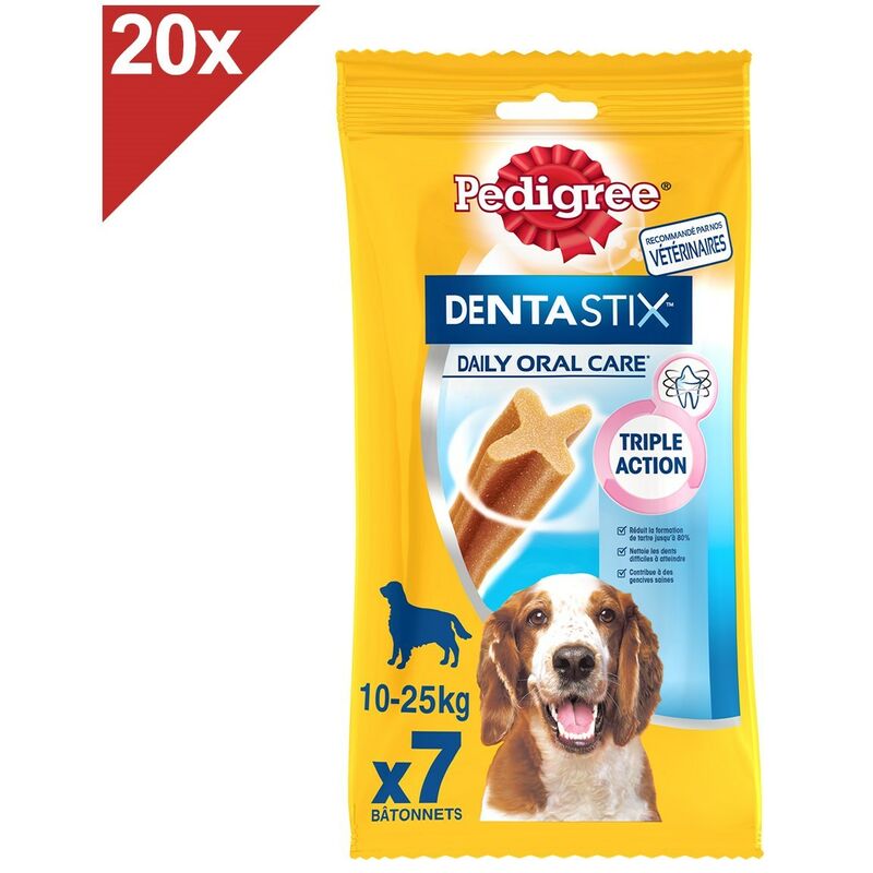 Pedigree - Dentastix Friandises à mâcher moyen chien 140 sticks dentaires (20x7)