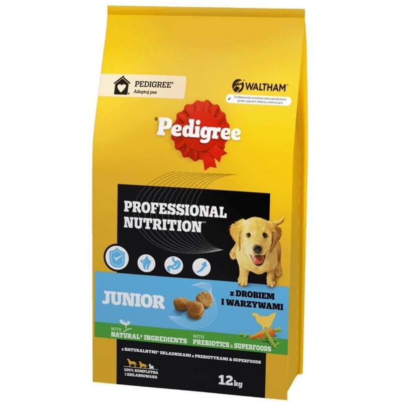 Pedigree - Professional Nutrition Junior à la volaille et aux légumes, races moyennes et grandes - croquettes pour chiens - 12 kg
