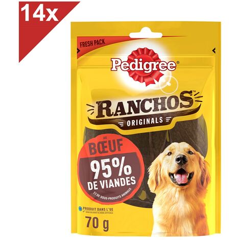 PEDIGREE Ranchos Récompenses riche en boeuf pour chien (14x70g)