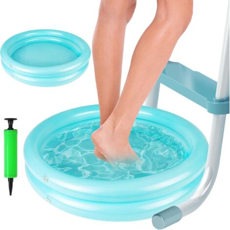 Pediluvio Gonfiabile, Pediluvio Gonfiabile Ø60 cm, Vaschetta Pediluvio per Piscina in PVC Blu, con Pompa, per Scaletta Ingresso Piscina, Spa, Accessori Fuori Terra