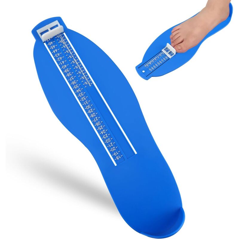 Pedimetre Enfants et Adultes, Pointure Chaussure Mesurer Pied Dispositif de Mesure pour Déterminer la Pointure 18 à 47 et Ruban à Mesurer 1.5m（Bleu）