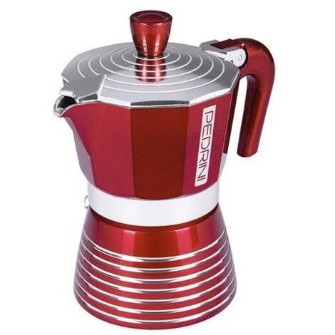 Pedrini 02CF116 Infinity Caffettiera Moka 6 Tazze Alluminio colore Rosso