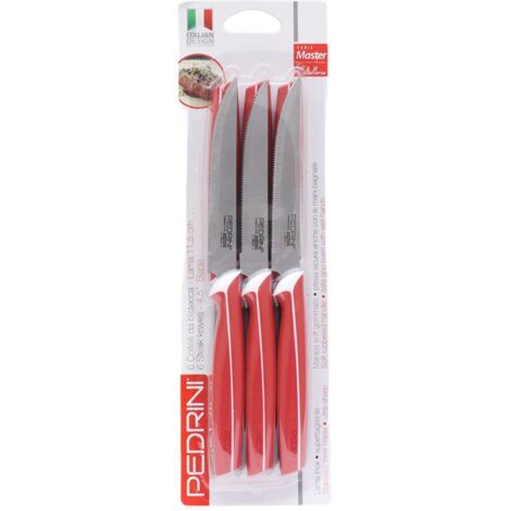 PEDRINI SET 6 COLTELLI BISTECCA DA TAVOLA ROSSI