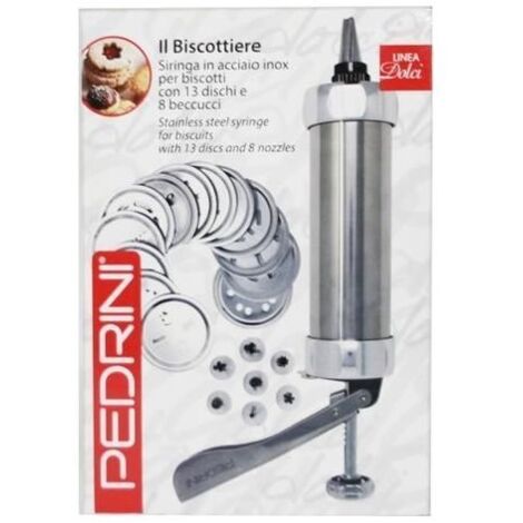 Pedrini Siringa Per Biscotti In Acciaio Inox Con 13 Dischi E 8 Beccucci