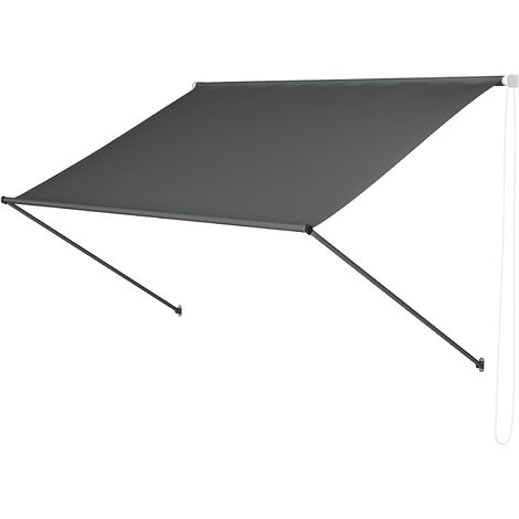 PEDY Store Banne Manuel,Auvent Balcon Résistant aux UV et aux Intempéries,Auvent Rétractable Manuel,Hauteur et Inclinaison Réglable,Protection Solaire et Pluie,pour Jardin Rerrass,Gris