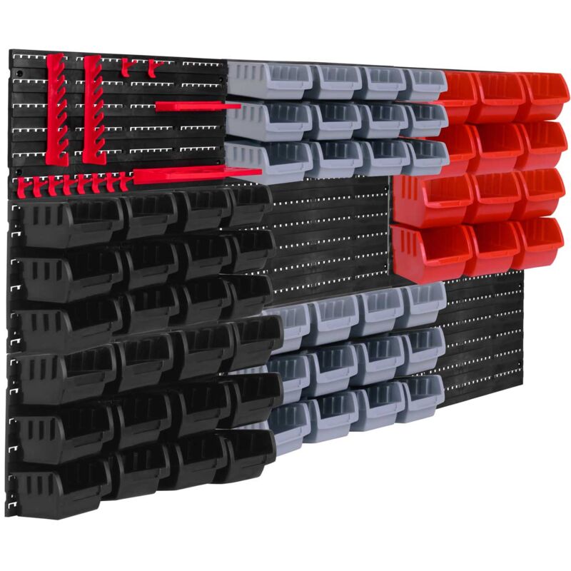 Peg Large - Etagère murale, 9 panneaux porte outils + 88 boîtes à outils, montage mural