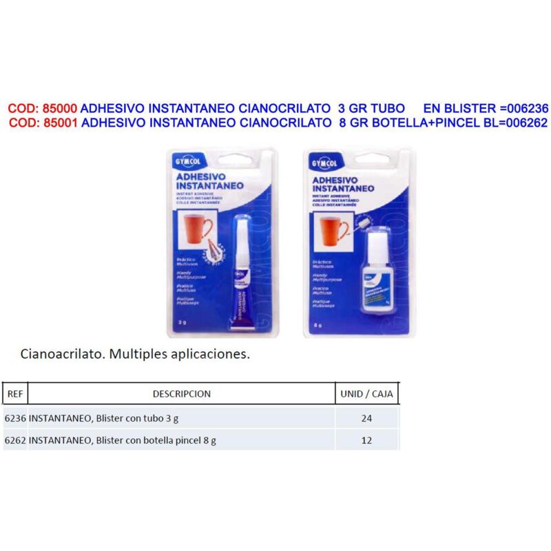 

adhesivo instantaneo cianocrilato 3 gr tubo en blister 006236 - Mibricotienda