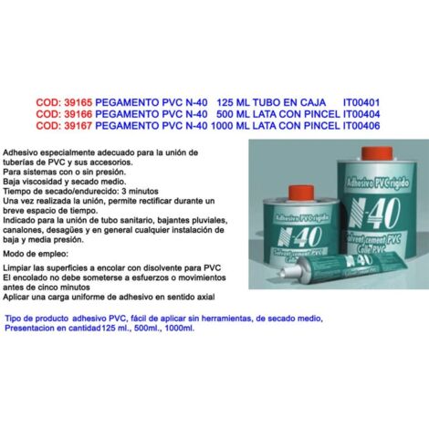 Pegamento PVC N-40 125 ml Tubo IT00401