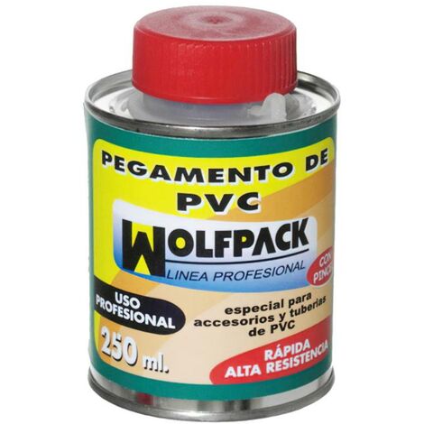 Pegamento pvc wolfpack con pincel 250 ml.
