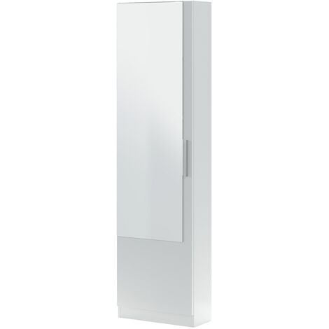 Pegane – Armoire à chaussures en panneaux de particules mélaminé avec miroir – Longueur 50 cm – Hauteur 180 cm – Tiges tubulaires amovibles en aluminium