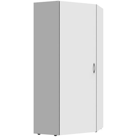 Pegane – Armoire d'angle blanche avec 5 tablettes – Dimensions 80x185x80 cm – Panneaux de particules mélaminés – Optimisation d'espace intérieure