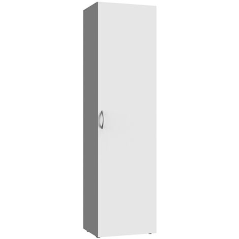 Pegane – Armoire de rangement 1 porte blanc – Dimensions 30x185x40 cm – Panneaux de particules mélaminés – Pour espaces confinés