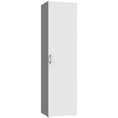 Pegane – Armoire de rangement 1 porte blanc – Dimensions 40x185x40 cm – Panneaux mélaminés – Pour espaces confinés