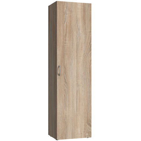 Pegane – Armoire de rangement 1 porte imitation chêne – Dimensions 30x185x40 cm – Panneaux mélaminés pour durabilité – Poids 30 kg