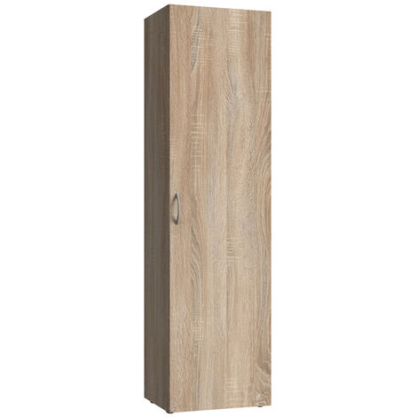 Pegane – Armoire de rangement 1 porte imitation chêne – Dimensions 40x185x40 cm – Panneaux de particules mélaminés – Poids 30 kg