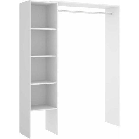Module Dressing Sweeek Blanc - 4 Tiroirs + Penderie (H180 L80 P45 Cm) - Neuf