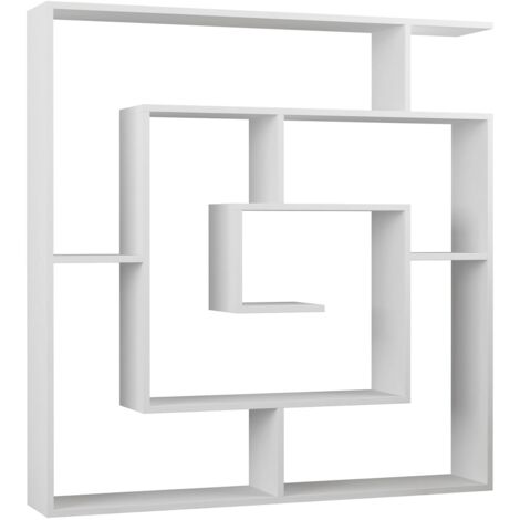 Pegane – Bibliothèque murale en panneaux de particules mélaminés blanc – Dimensions 125 x 22 x 129 cm – Meuble livré en kit pour assemblage facile
