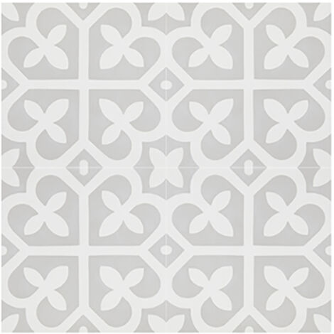Pegane – Boite de 24 carreaux de ciment véritable 0,96m² – Carreaux artisanaux gris et blanc – 20 x 20 cm – Épaisseur 14 mm