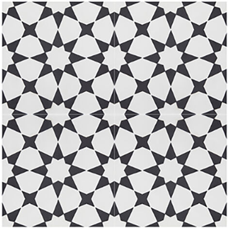 Pegane – Boite de 24 carreaux de ciment véritable 0,96m² – Carreaux artisanaux noir/blanc 20x20 cm – Épaisseur 14 mm pour sol et mur