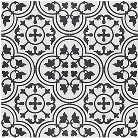 Pegane – Boite de 24 carreaux de ciment véritable 0,96m² – Carreaux artisanaux noir/blanc 20x20cm – Épaisseur 14mm pour sol et mur